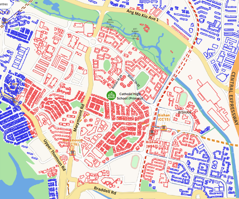 Map around Catholic High School (Primary)